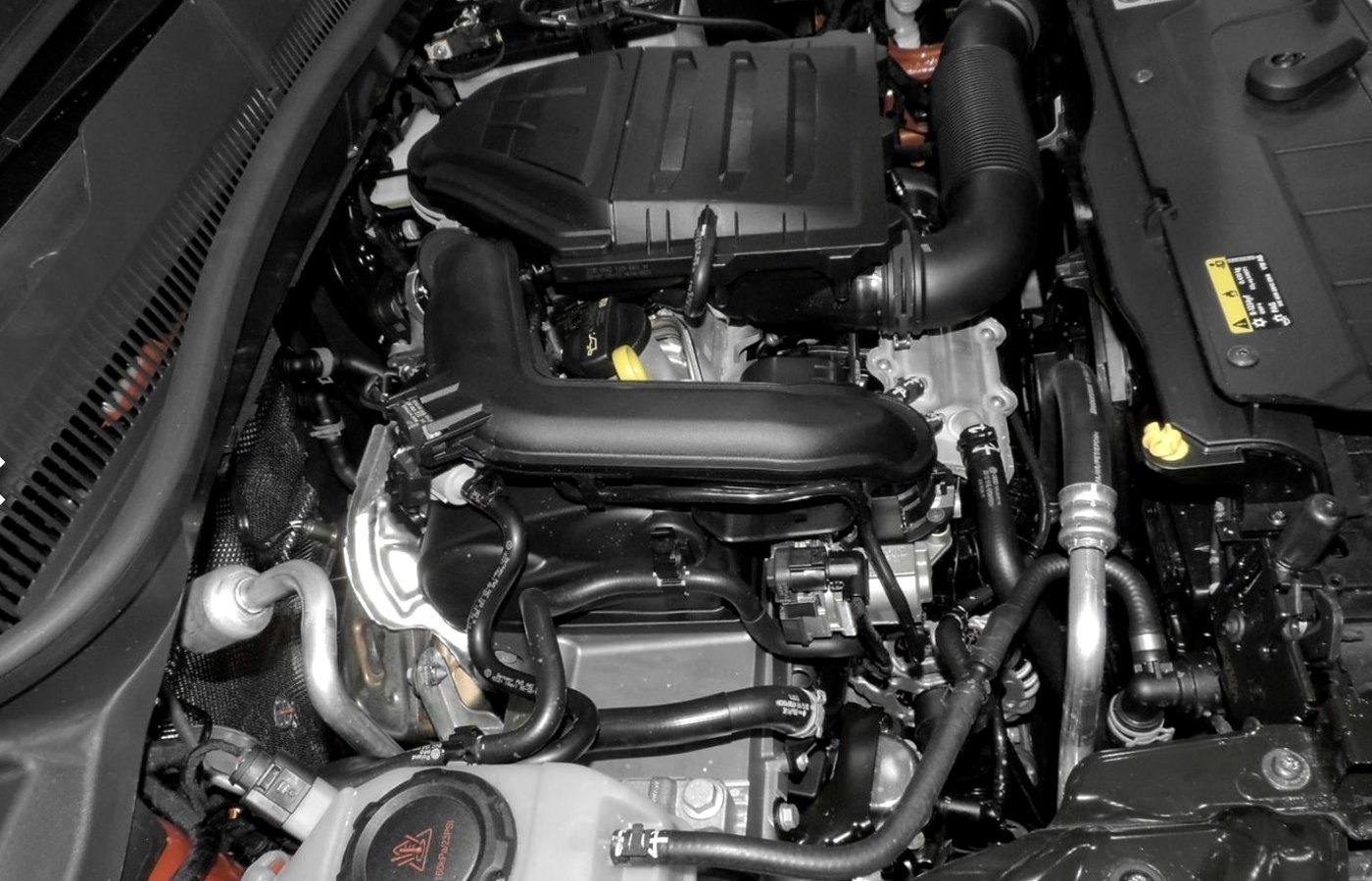 Engine bay laid out for service at a Chattanooga house call